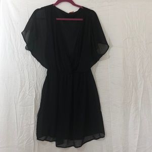 Black flutter sleeve dress